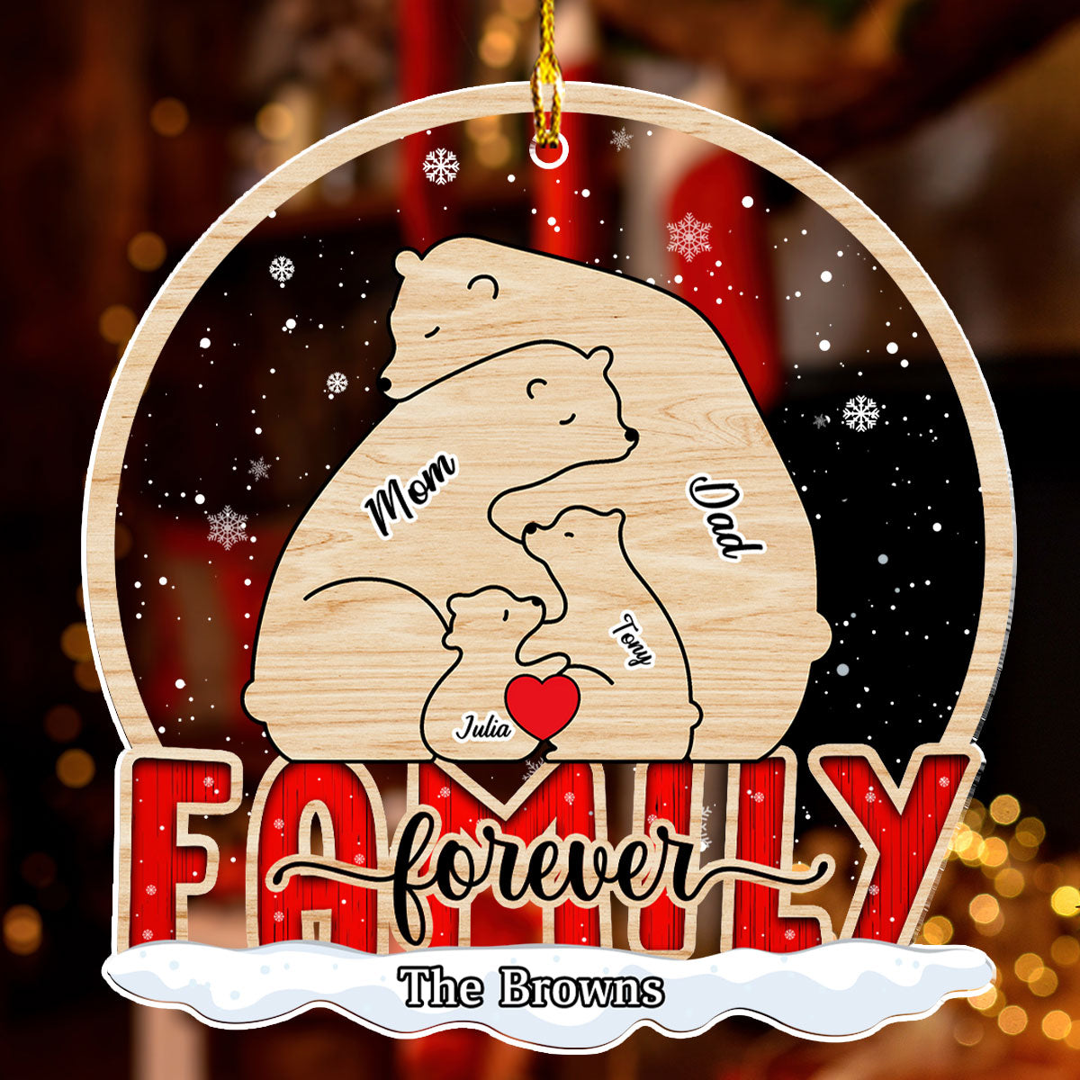 Bear Family - Personalized Custom Acrylic Ornament