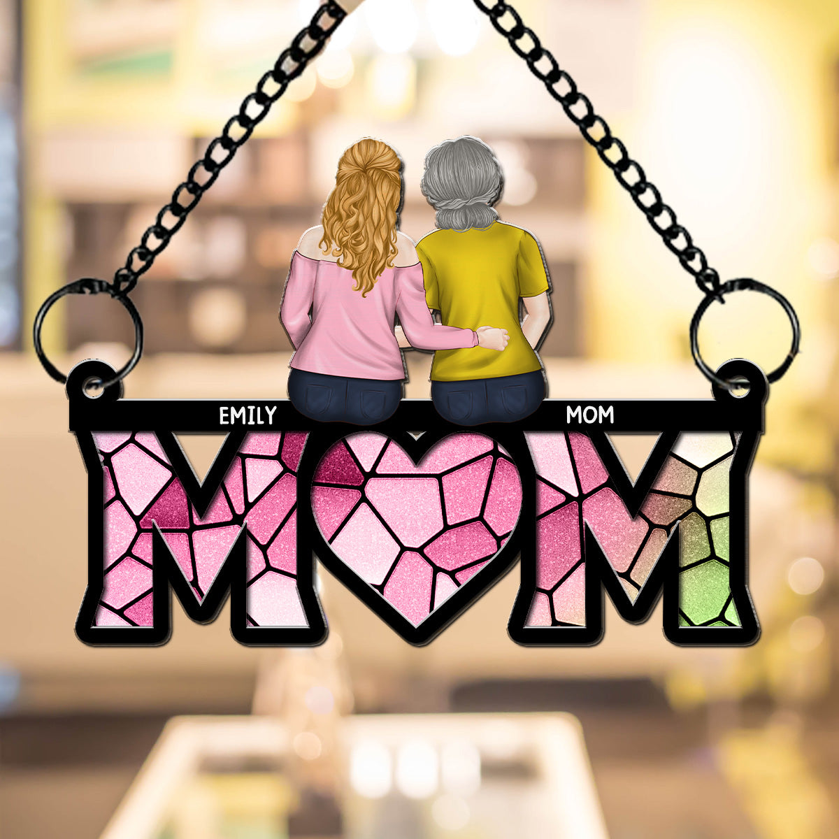 Mommy And Daughter - Personalized Custom Suncatcher