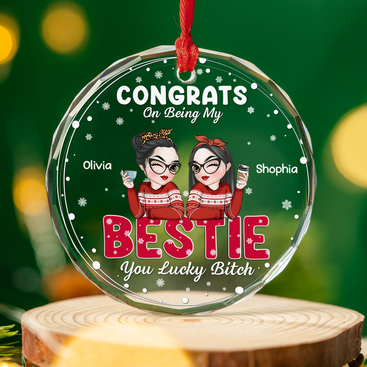 Thank You For Being My Bestie - Personalized Custom Glass Ornament