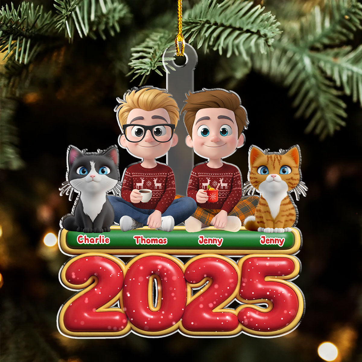 We And Our Cat Version 2 - Personalized Custom Acrylic Ornament