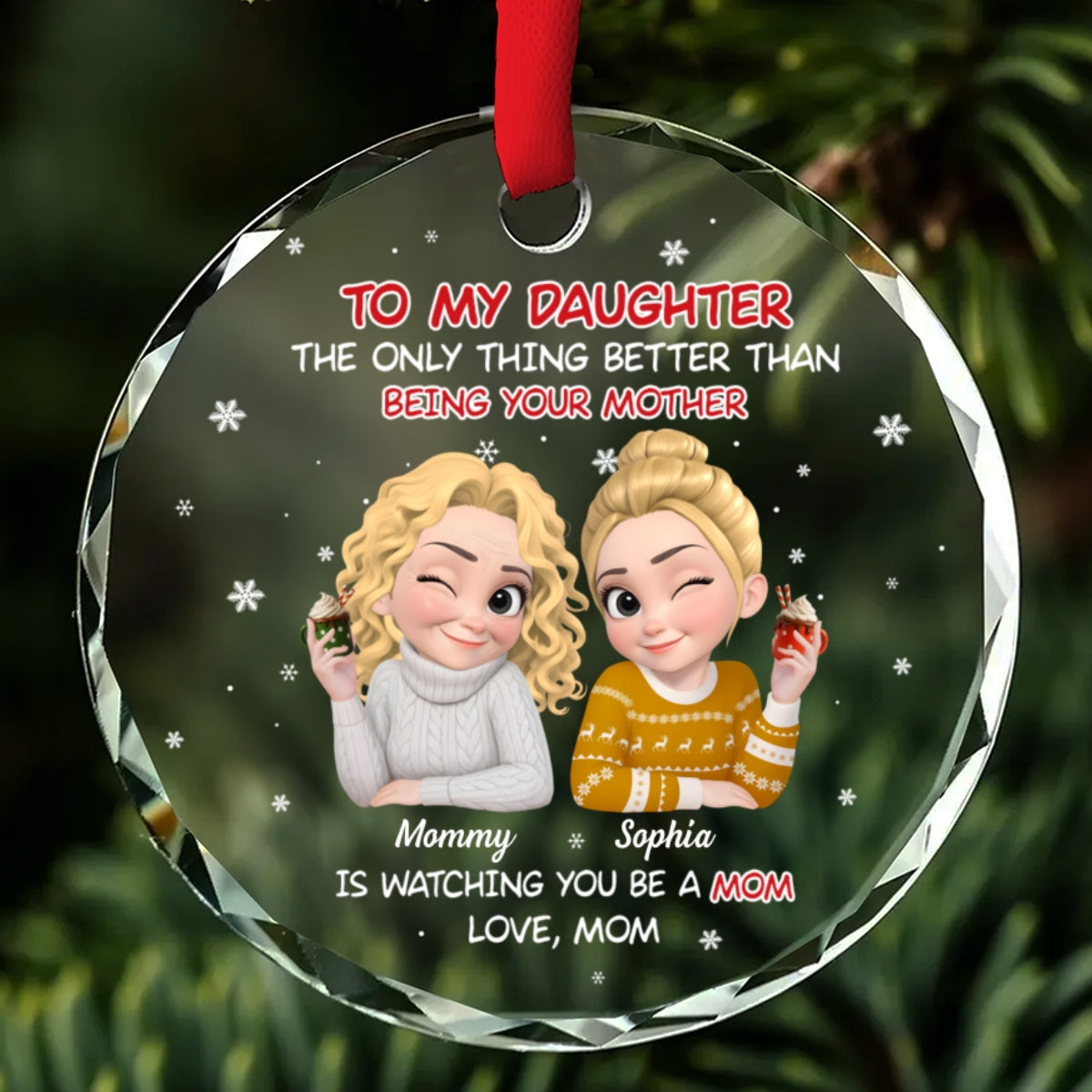 Blessed To See You Become A Mother - Personalized Custom Glass Ornament