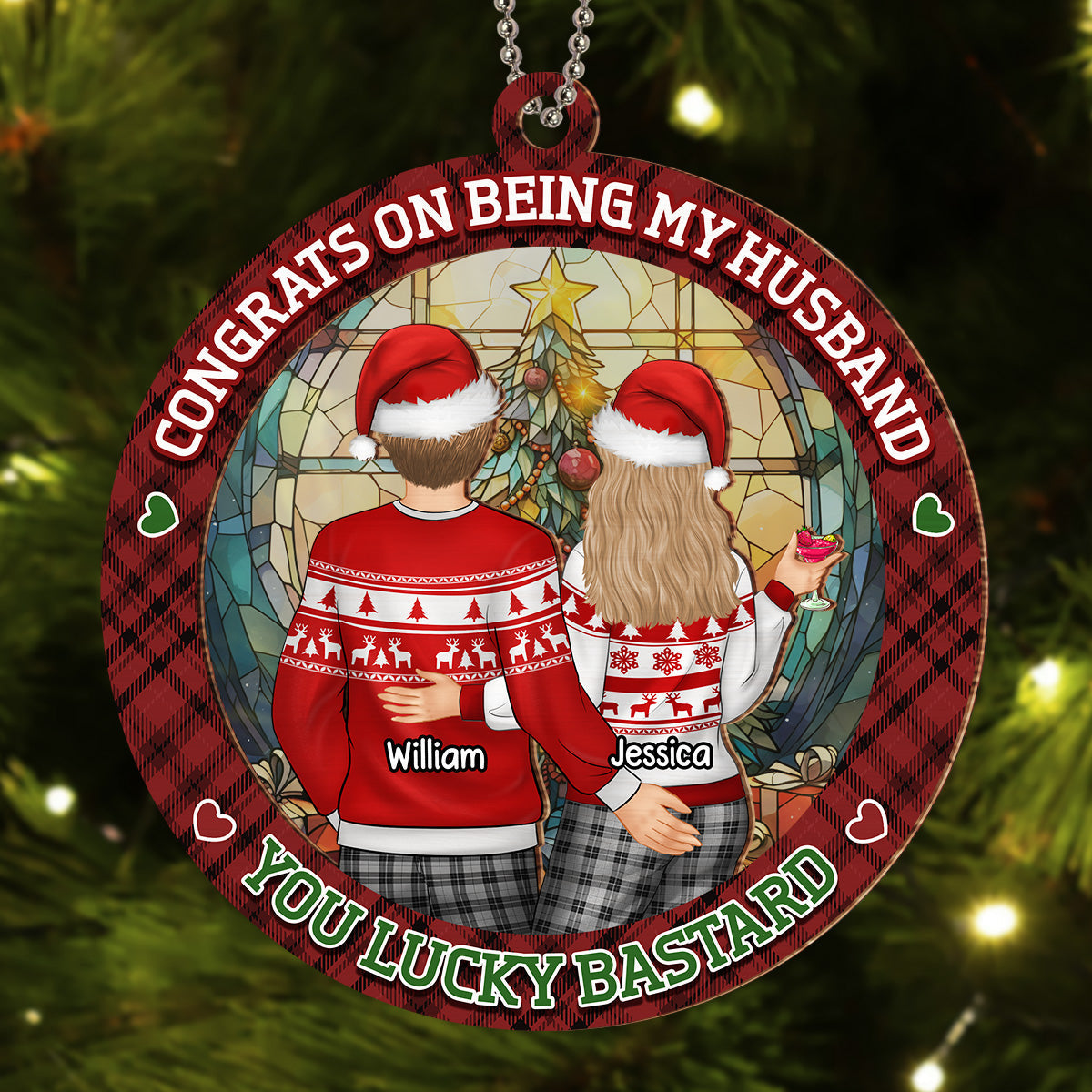Congrats On Being My Husband - Personalized Custom Suncatcher Ornament