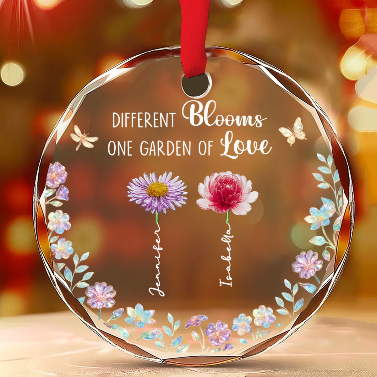 Different Blooms - Personalized Custom Glass Ornament