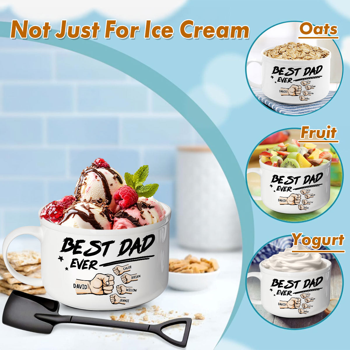 Best Dad Ever - Personalized Custom Ceramic Bowl