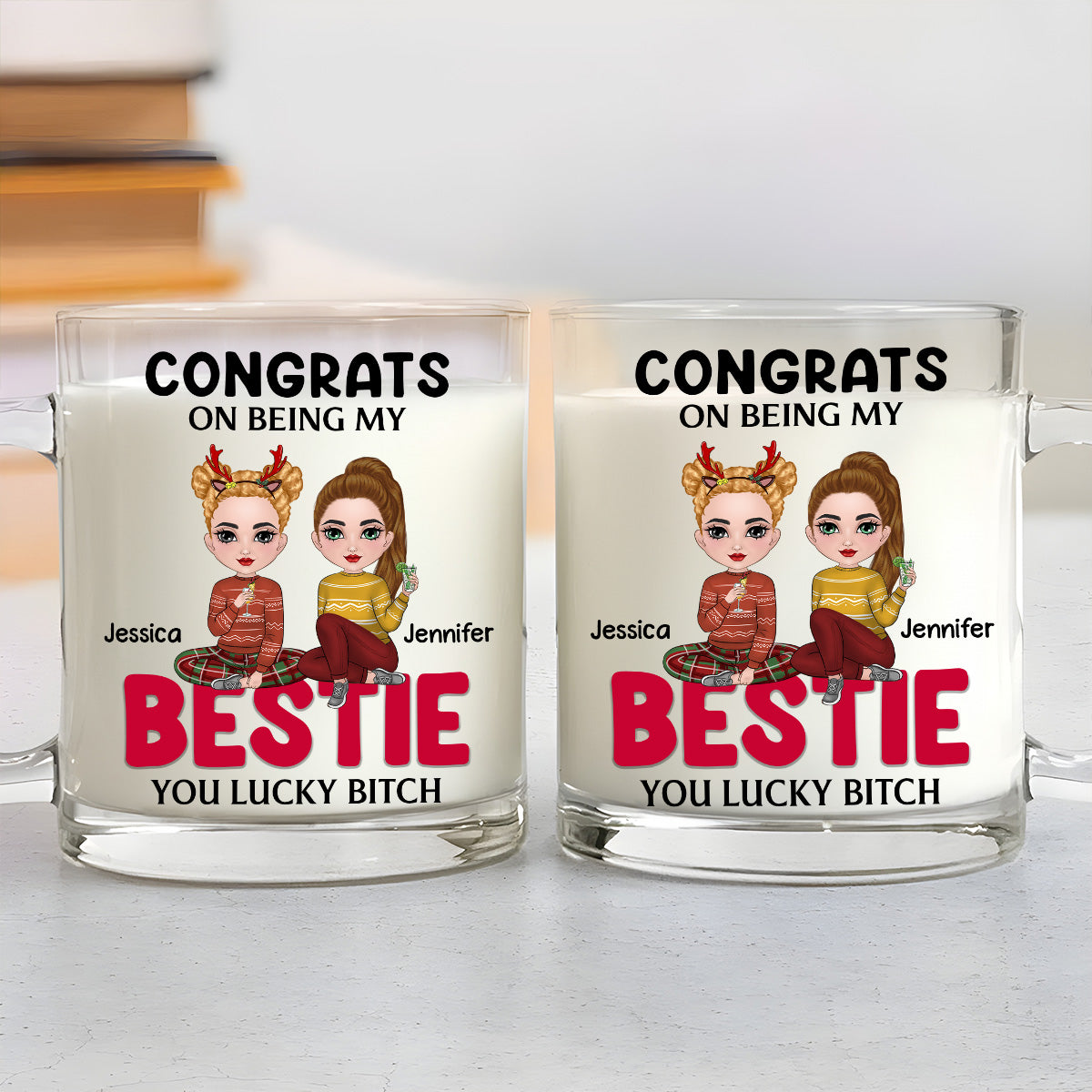Thank You Being My Bestie - Personalized Custom Glass Mug