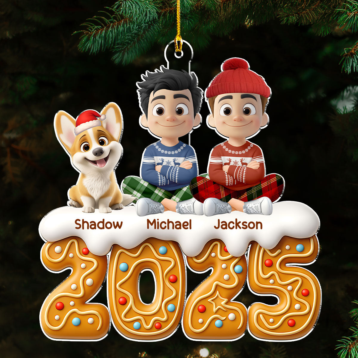 Couple And Dog Of The Year Version 2 - Personalized Custom Acrylic Ornament