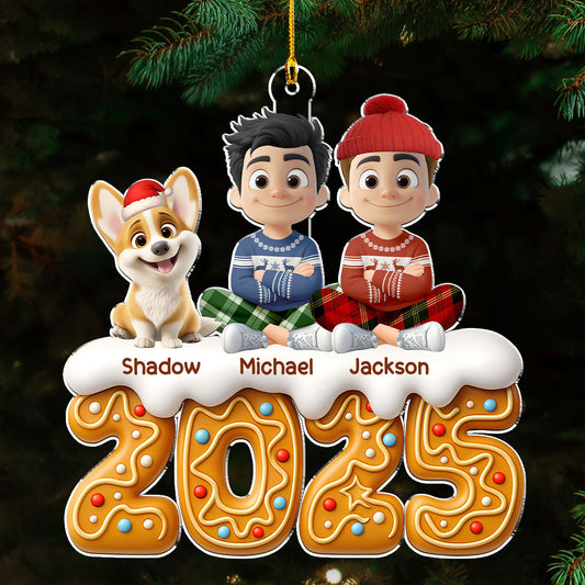 Couple And Dog Of The Year Version 2 - Personalized Custom Acrylic Ornament
