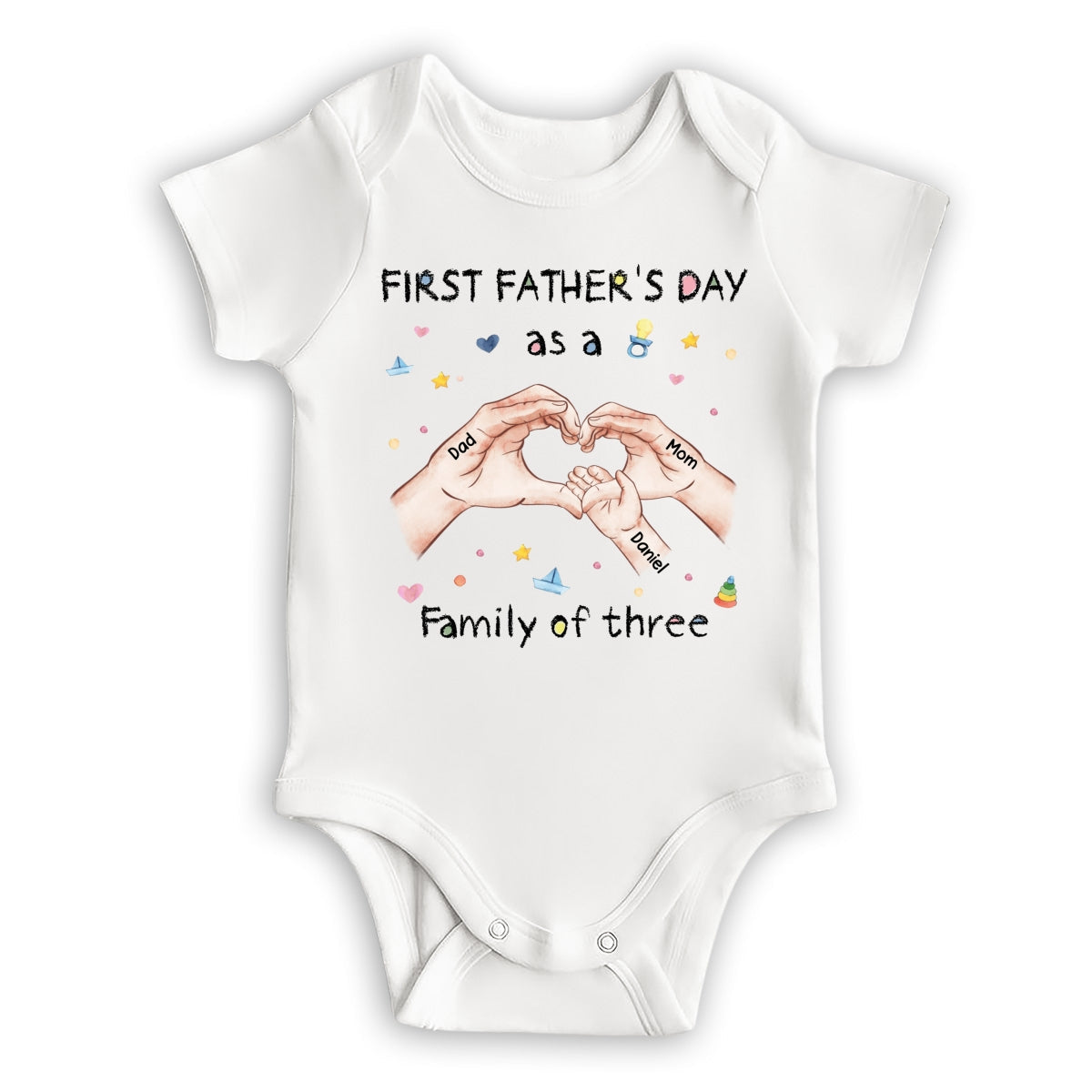 Family Of Three - Personalized Custom Baby Onesie