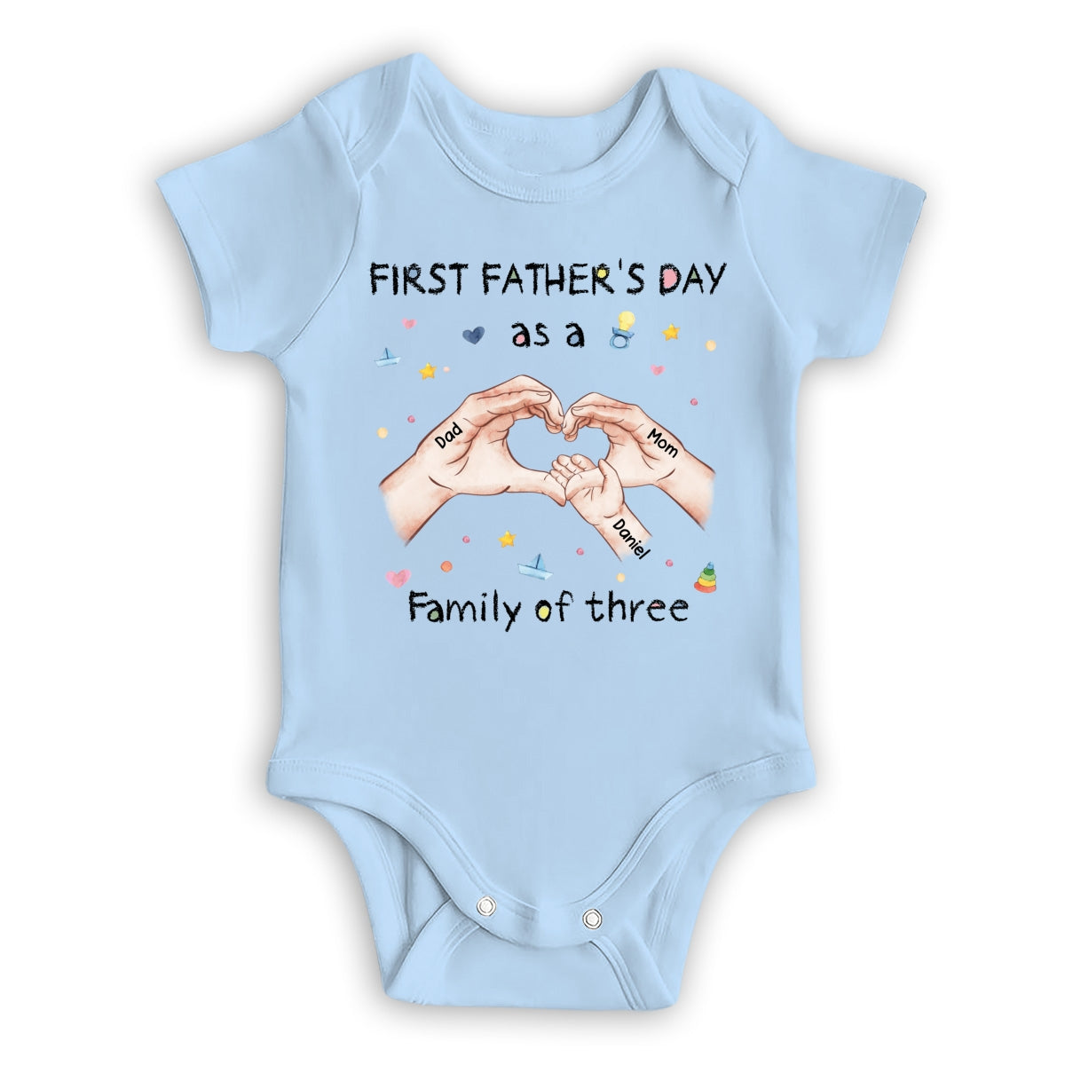 Family Of Three - Personalized Custom Baby Onesie