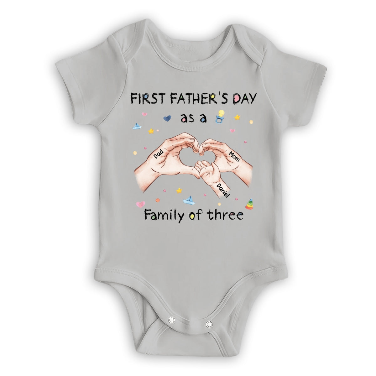 Family Of Three - Personalized Custom Baby Onesie