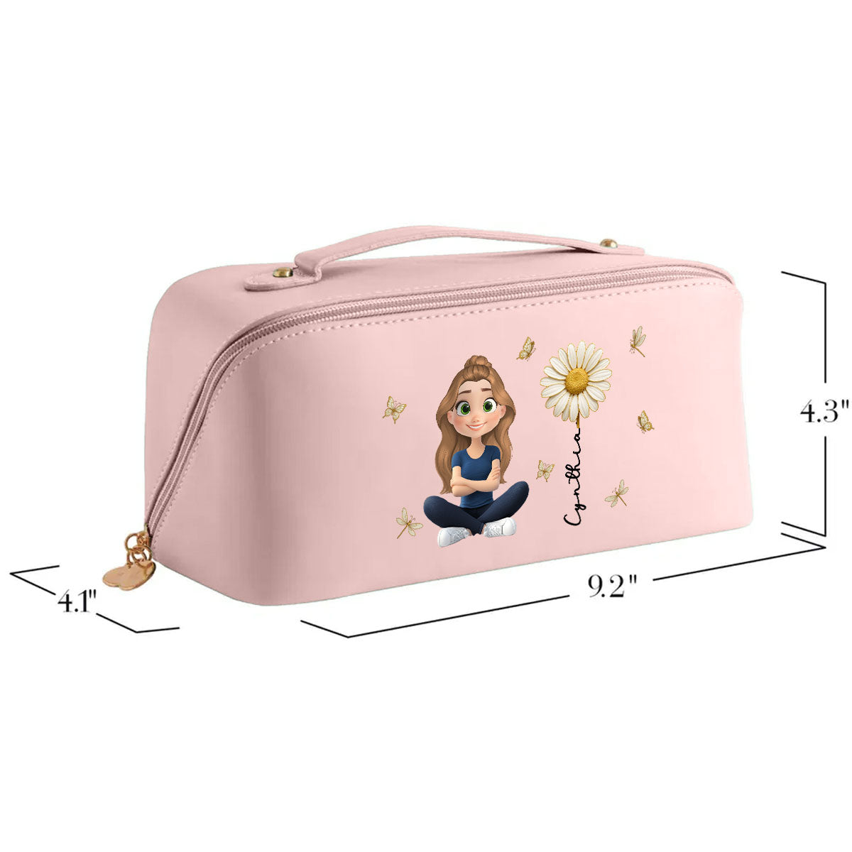 Floral Soul - Personalized Custom Leather Makeup Bag