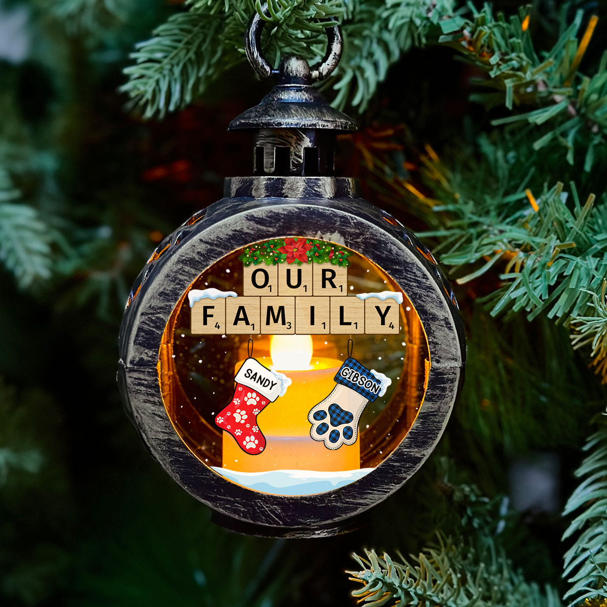 Family Stocking - Personalized Custom Christmas Lantern