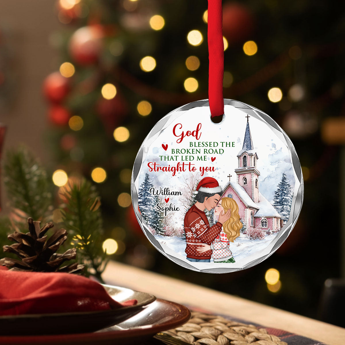 The Broken Road That Led Me Straight To You Version 2 - Personalized Custom Glass Ornament