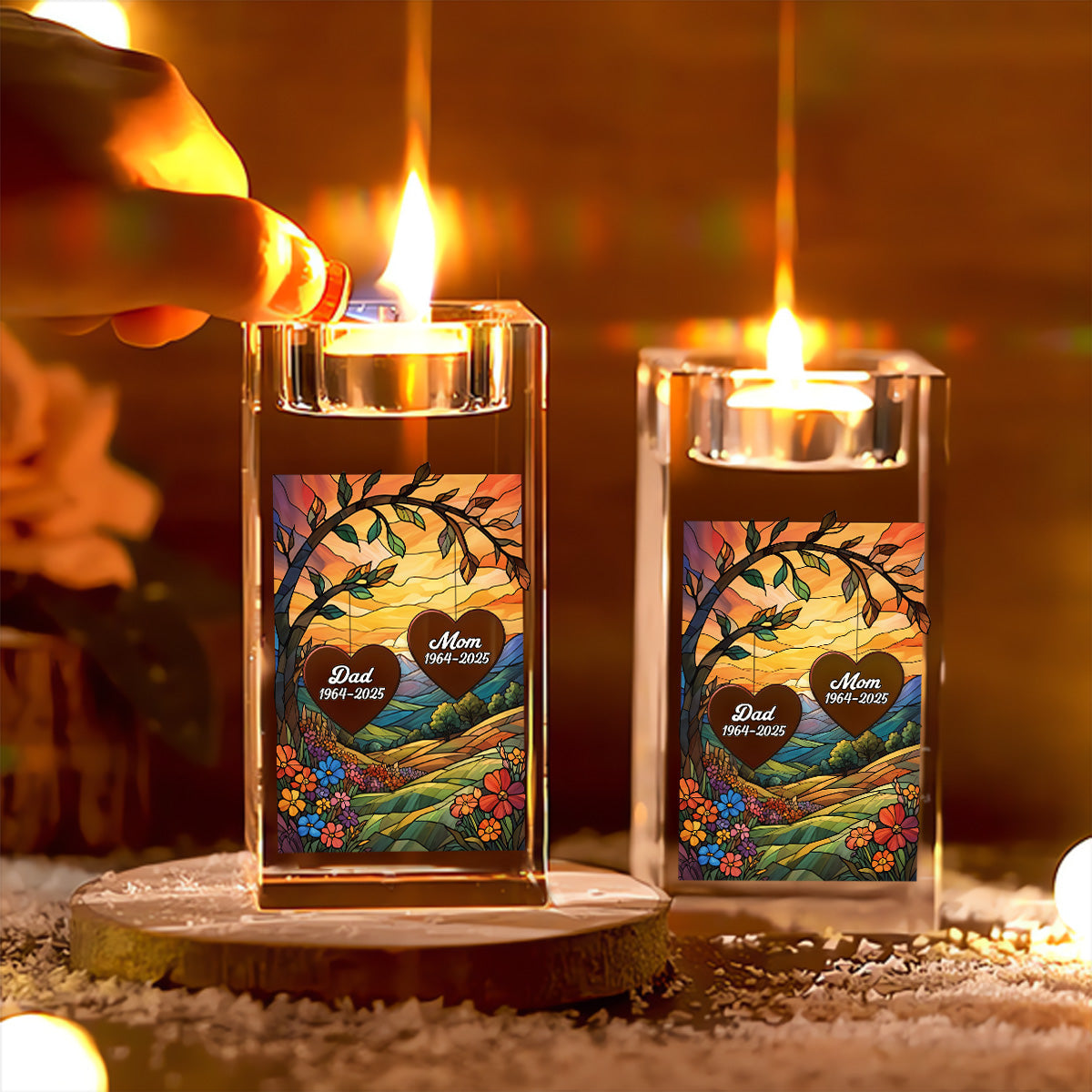 In Heaven - Personalized Custom Crystal Candle Holder