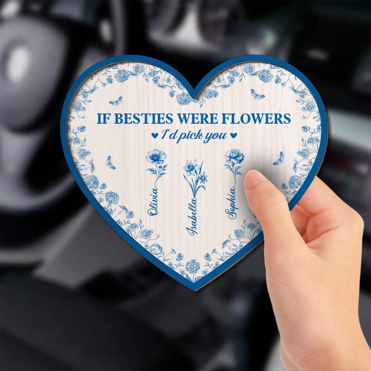 Blossoms Of Friendship - Personalized Custom Car Visor Clip