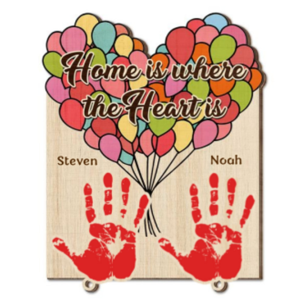 Home Is Where The Heart Is - Personalized Custom Wooden Key Holder With Keychain