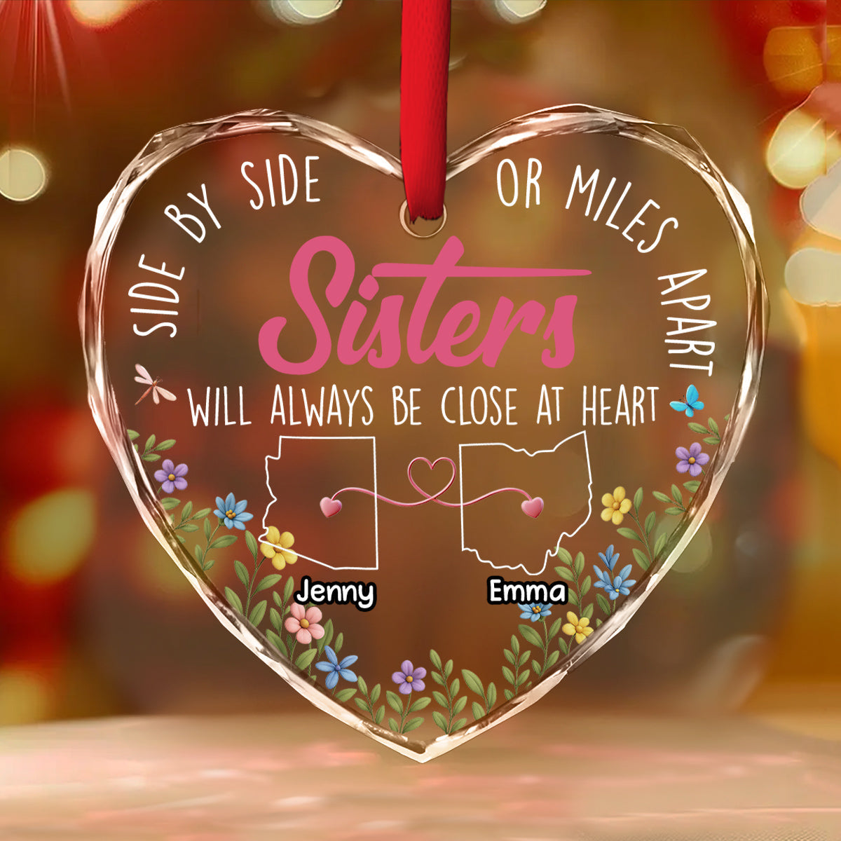 Heart By Heart - Personalized Custom Glass Ornament