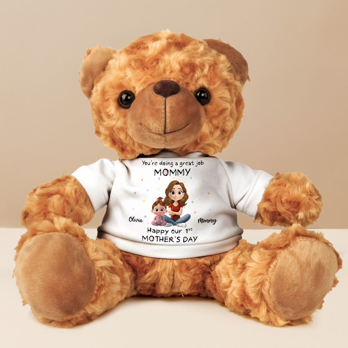 Mommy Doing A Great Job Happy Mother Day - Personalized Custom Cuddle Bear