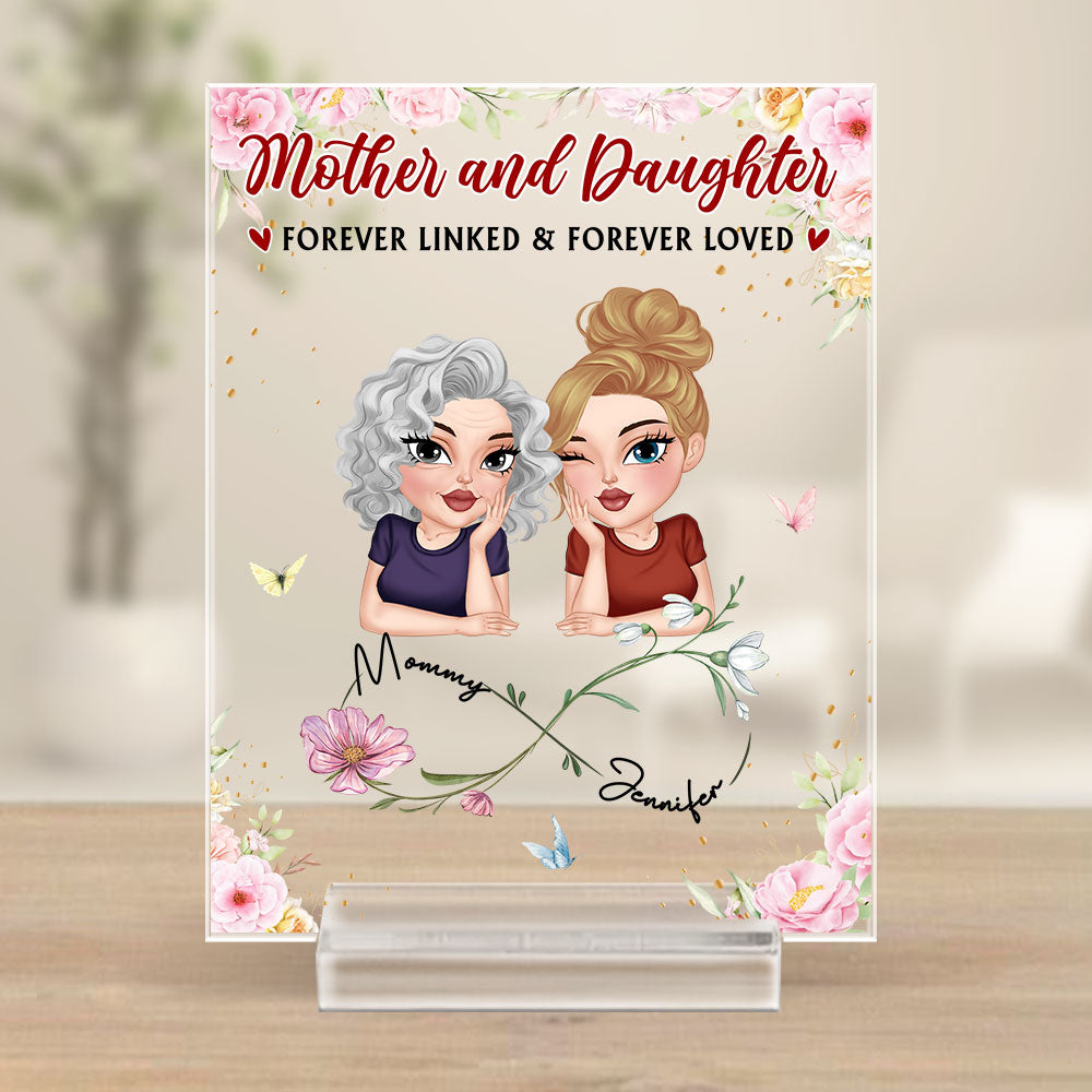 Forever Linked And Forever Loved - Personalized Custom Acrylic Plaque With Base