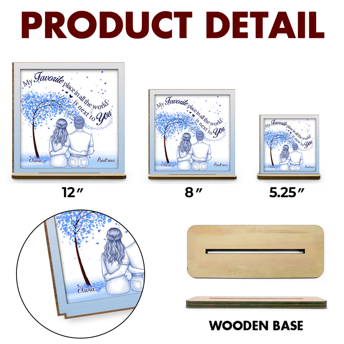 My Favorite Place - Personalized Custom 2-Layer Wood Plaque With Flat Base