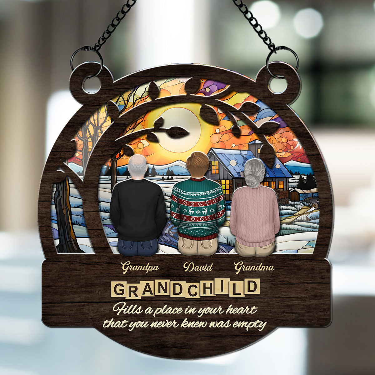 Grandparents And Grandkids Forever Linked Together - Personalized Custom Suncatcher