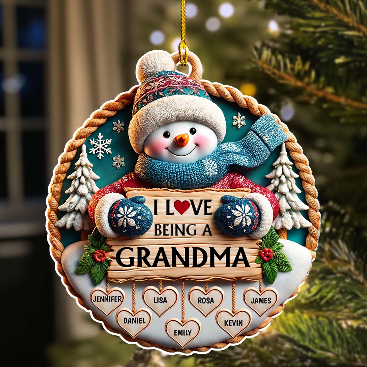 Love Being A Grandma - Personalized Custom 3D Inflated Effect Acrylic Ornament