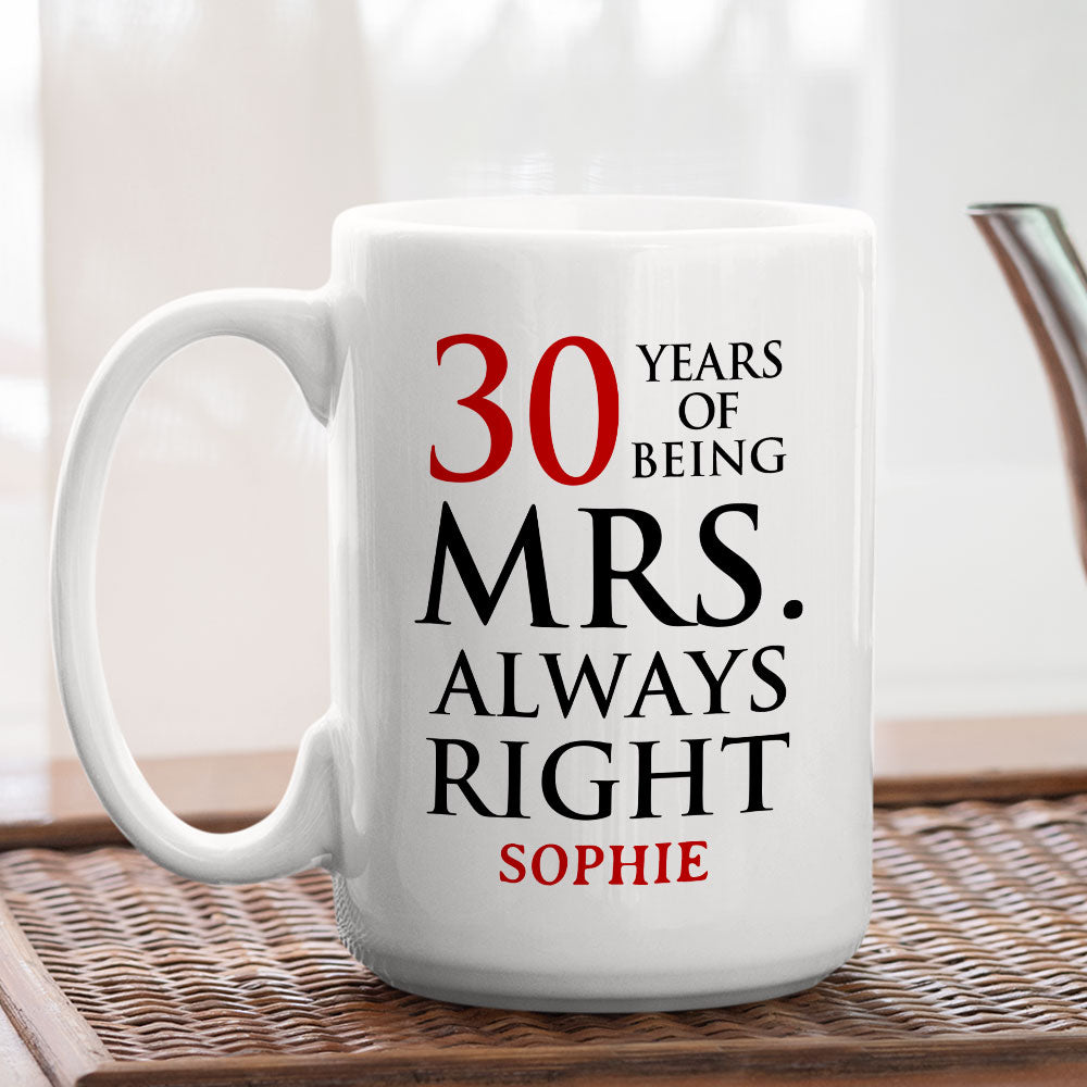 Anniversary Of Being Mr And Mrs Right - Personalized Custom Coffee Mug