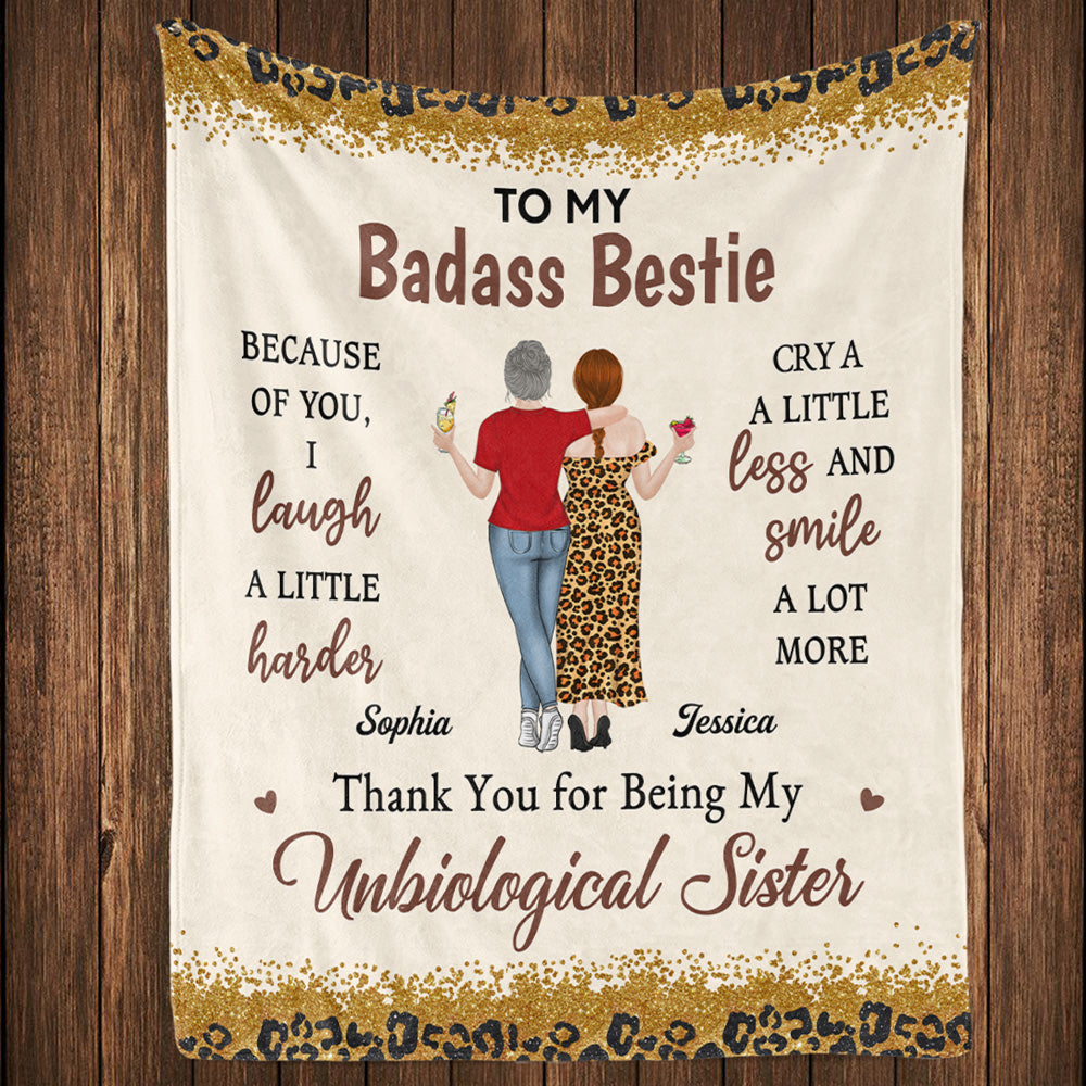 Because Of You I Laugh A Little Harder - Personalized Custom Fleece Blanket
