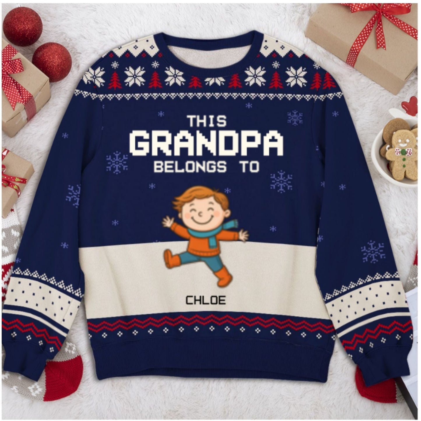 This Grandpa Belongs To  - Personalized Custom All-Over-Print Sweatshirt