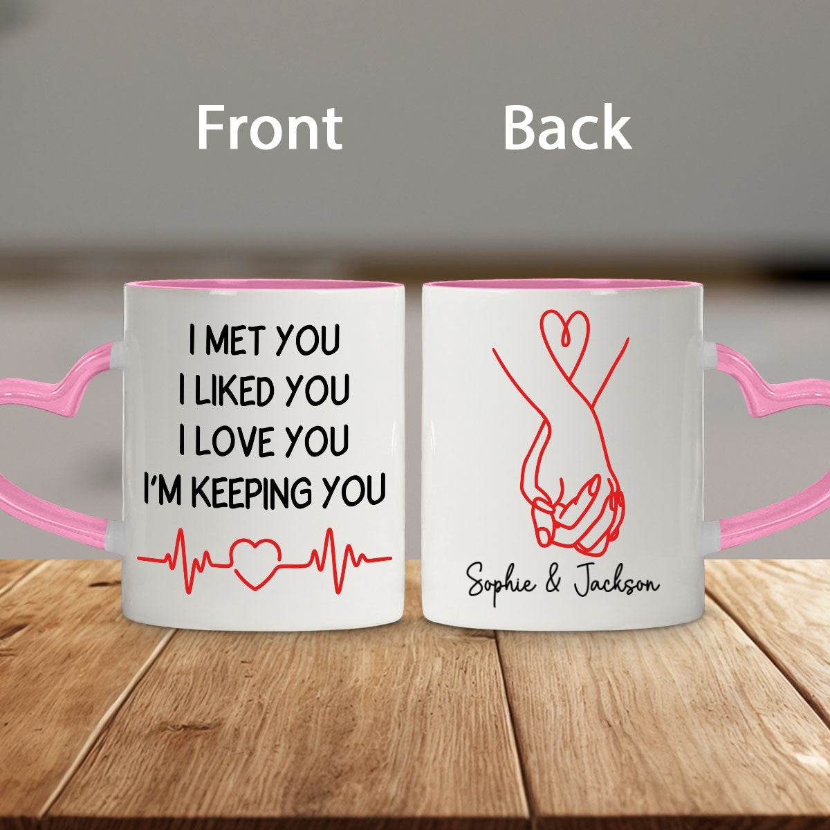 Keeping You - Personalized Custom Heart Handle Mug