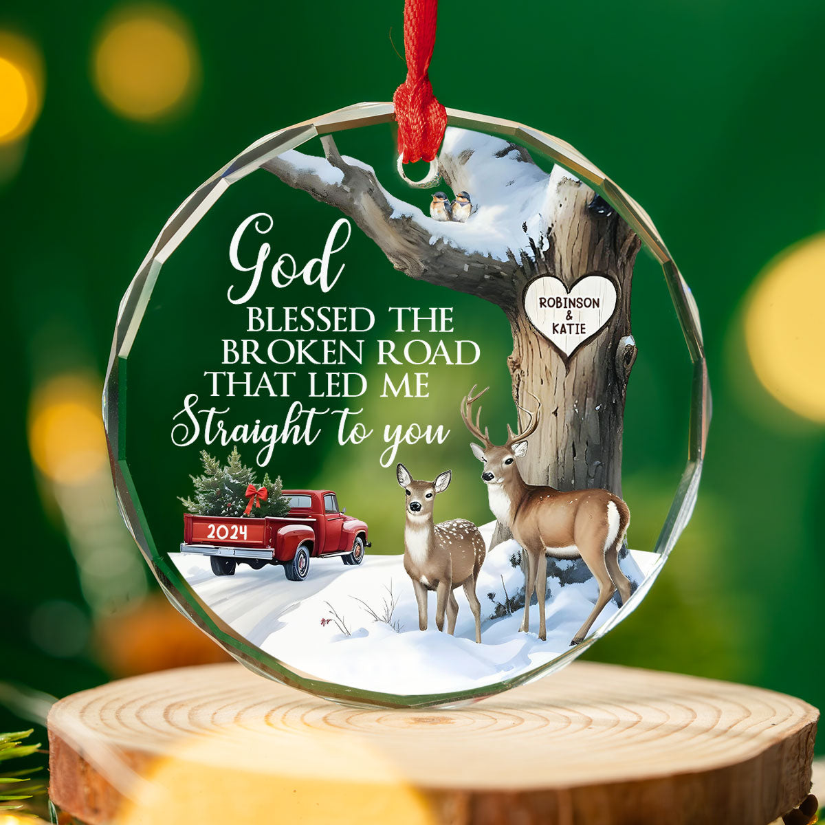 The Broken Road That Led Me Straight To You - Personalized Custom Glass Ornament