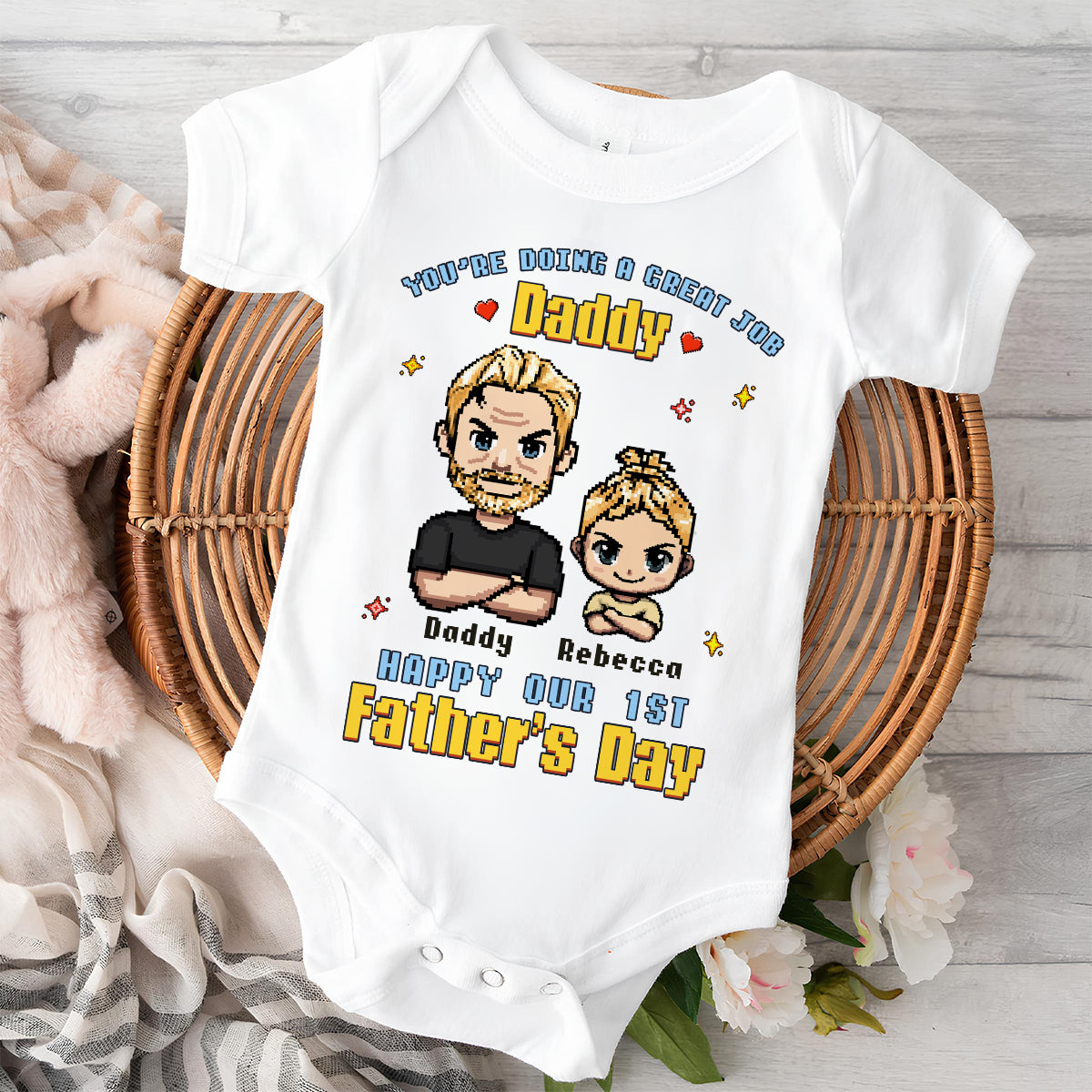 Father And Baby - Personalized Custom Baby Onesie