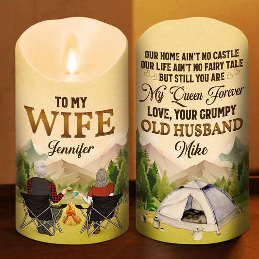 To My Wife You Are My Queen Forever Camping Version - Personalized Custom LED Candle