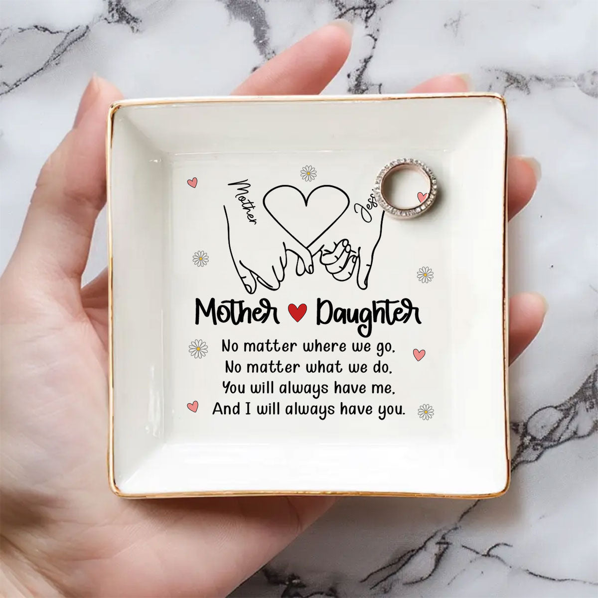 Mother And Daughter - Personalized Custom Jewelry Dish