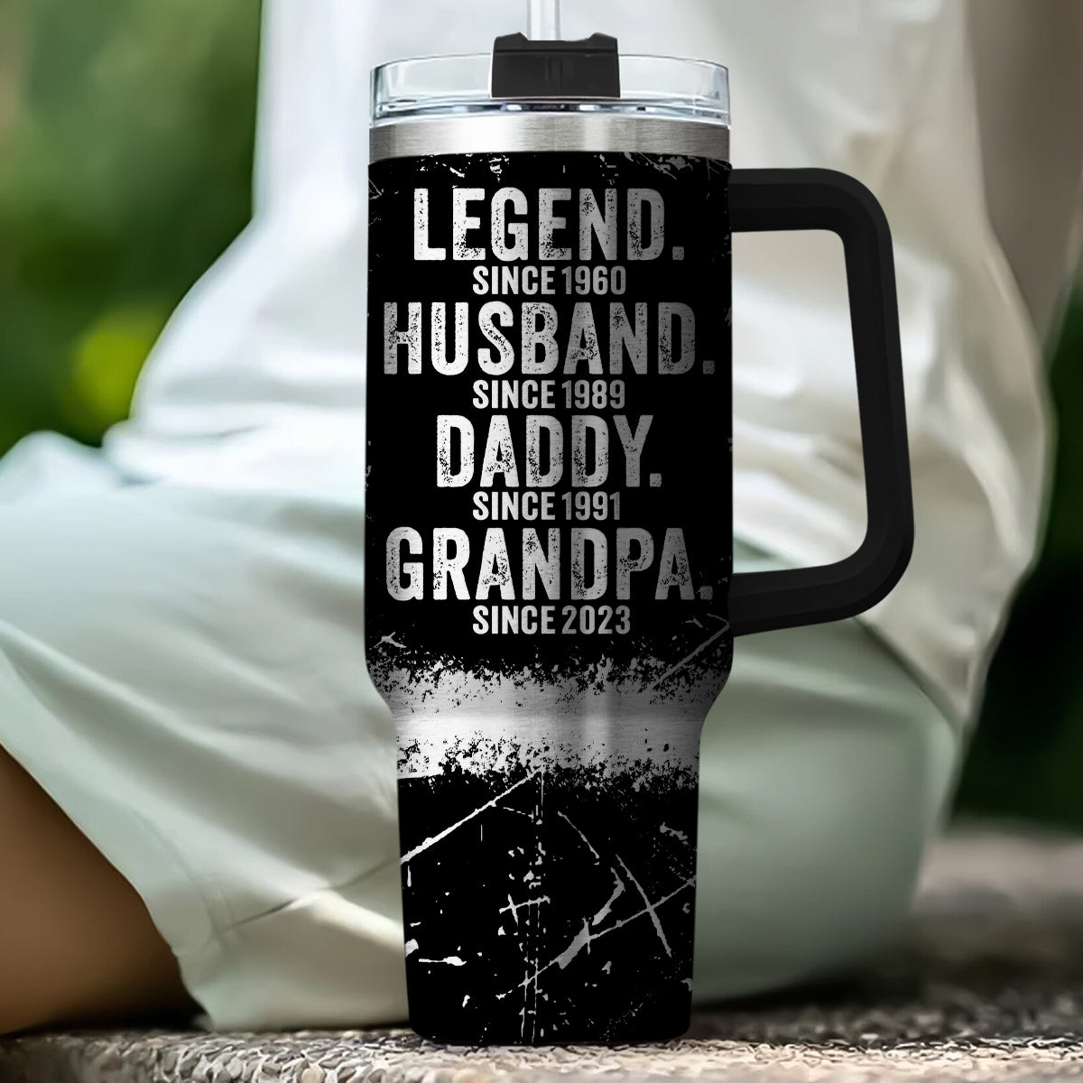 Legend Husband Dad - Personalized Custom Engraved 40oz Tumbler With Handle