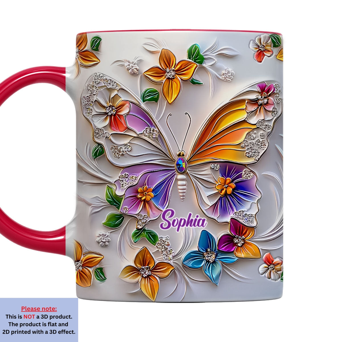 Stunning Butterfly - Personalized Custom 3D Inflated Effect Accent Mug