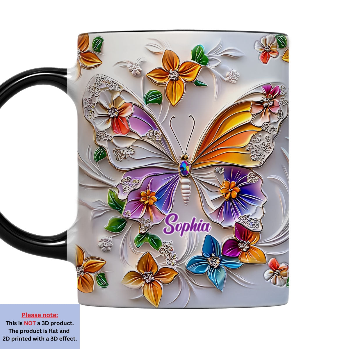 Stunning Butterfly - Personalized Custom 3D Inflated Effect Accent Mug