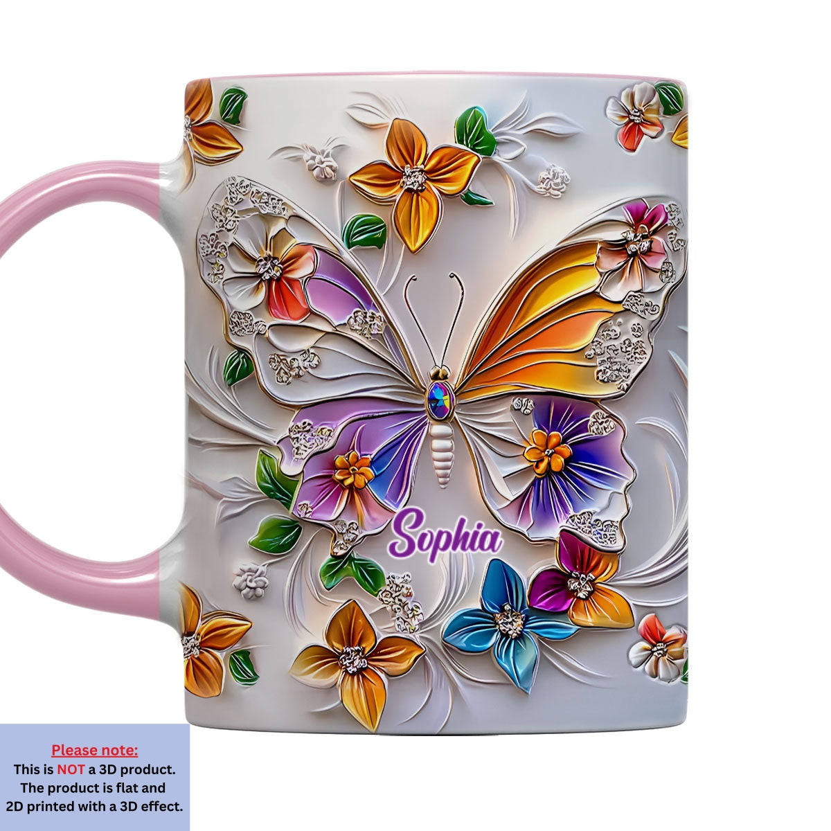Stunning Butterfly - Personalized Custom 3D Inflated Effect Accent Mug