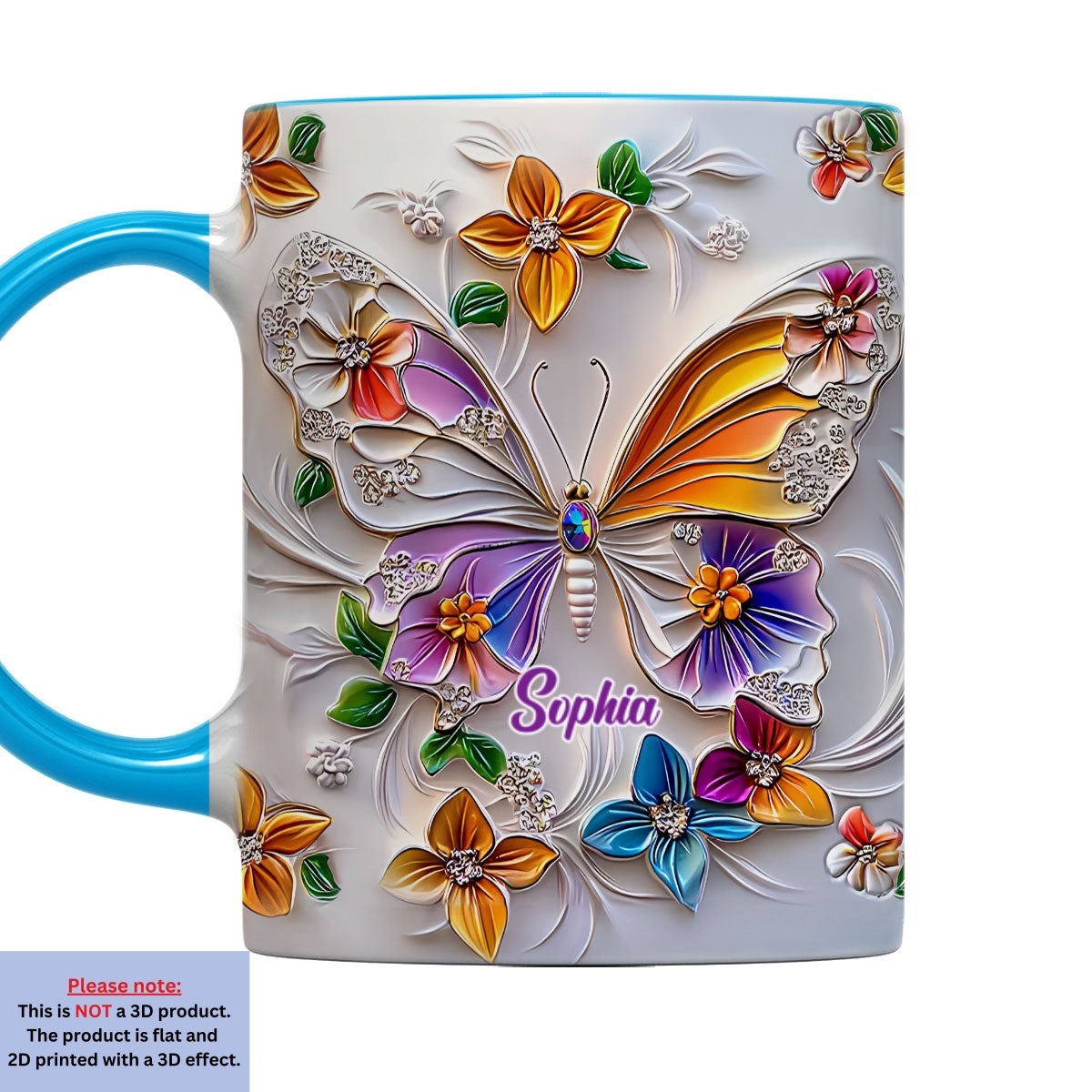 Stunning Butterfly - Personalized Custom 3D Inflated Effect Accent Mug