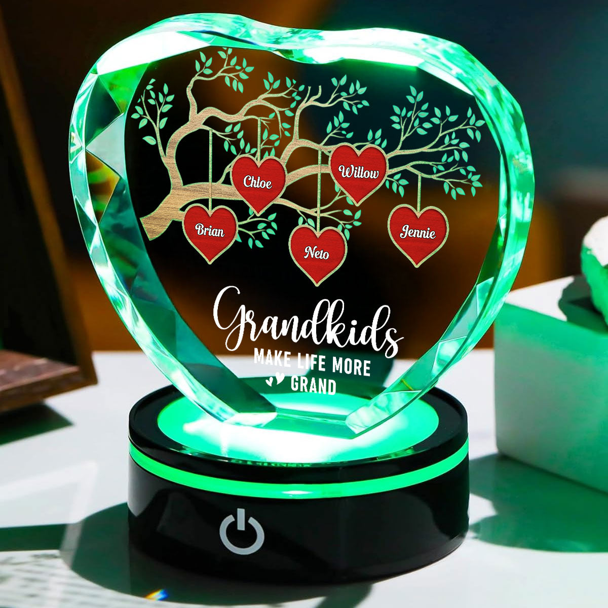 Grandkids Make Life More Grand - Personalized Custom Crystal Led Light