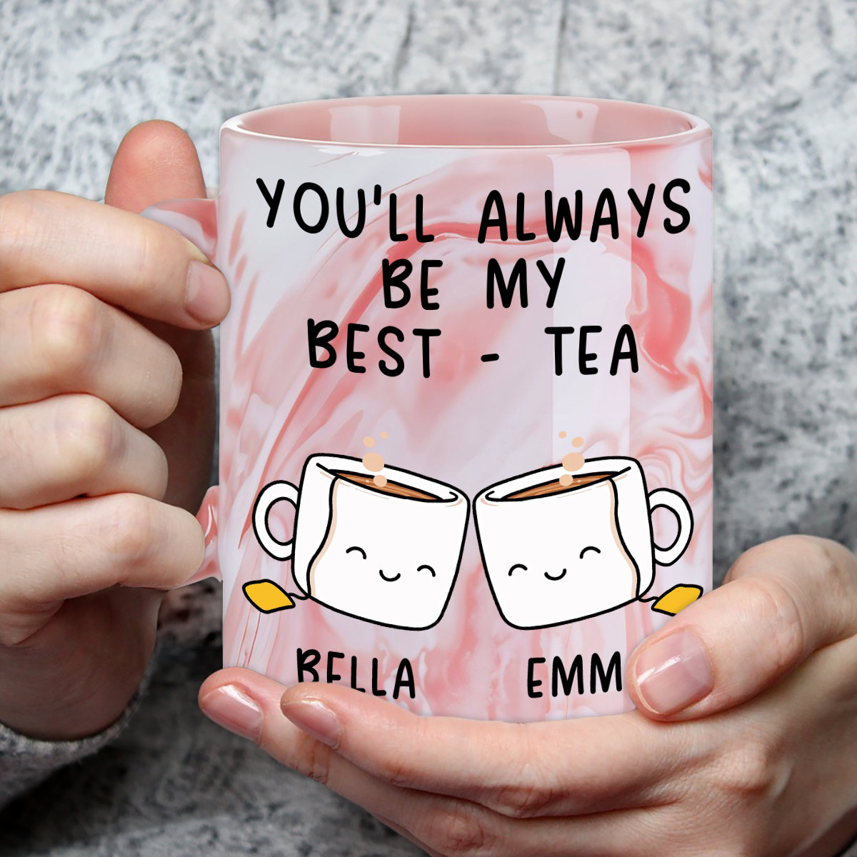 My Best Tea - Personalized Custom Pink Marble Mug