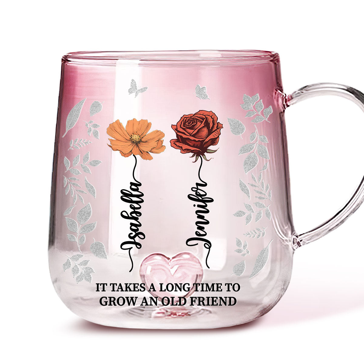 Forever Friendship - Personalized Custom Pink Gradient Glass Mug