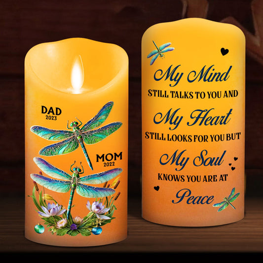 My Mind My Heart My Soul Dragonfly - Personalized Custom LED Candle