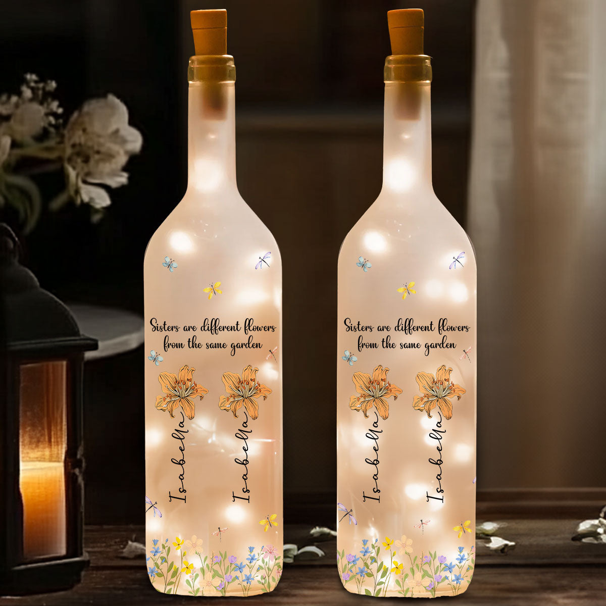 Sisters Are Different Flowers - Personalized Custom Bottle Lamp