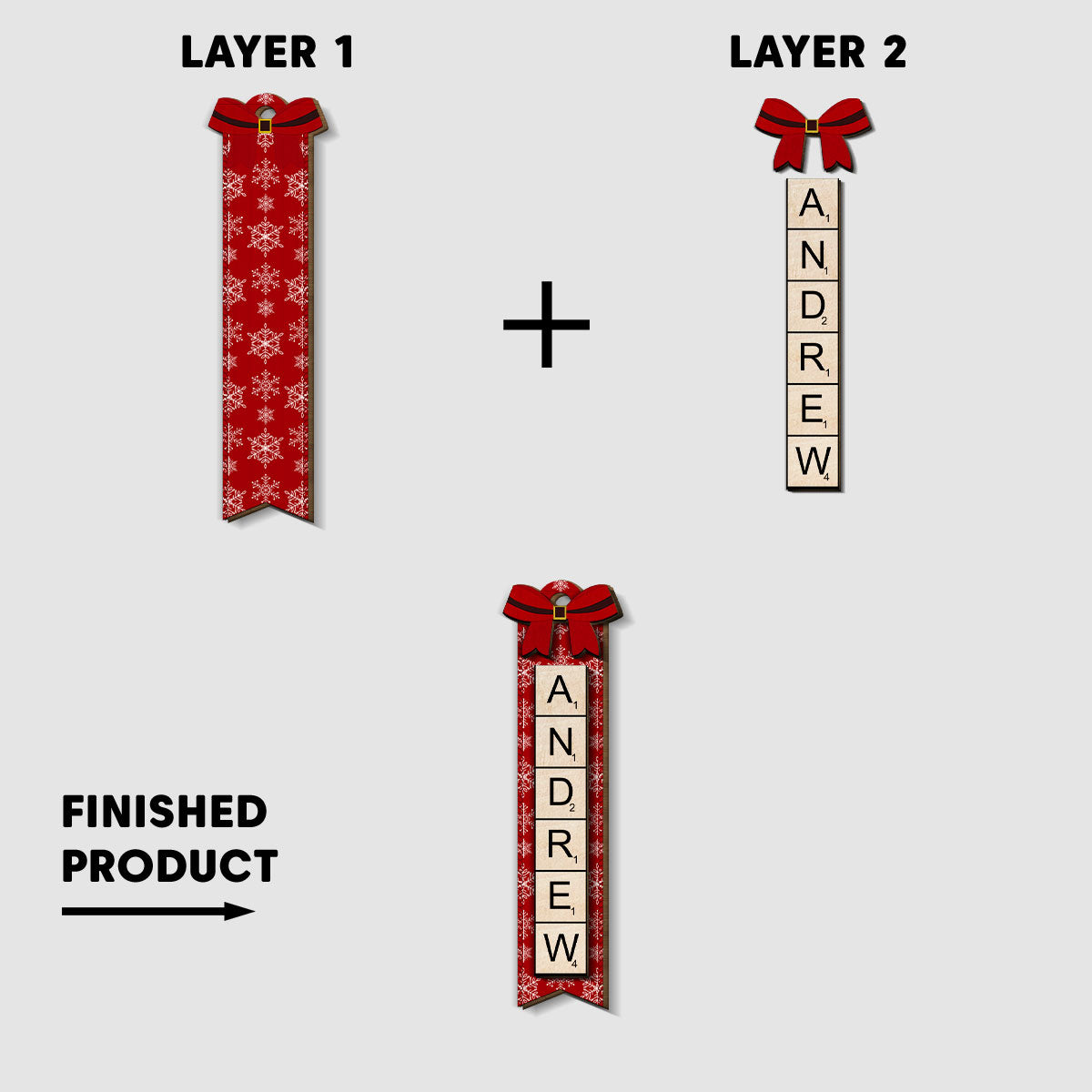 Christmas Scrabble - Personalized Custom Freeshape 2-Layered Wood Ornament