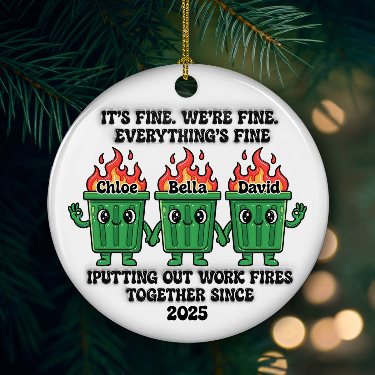 Funny Teamwork - Personalized Custom 3D Effect Ceramic Ornament 