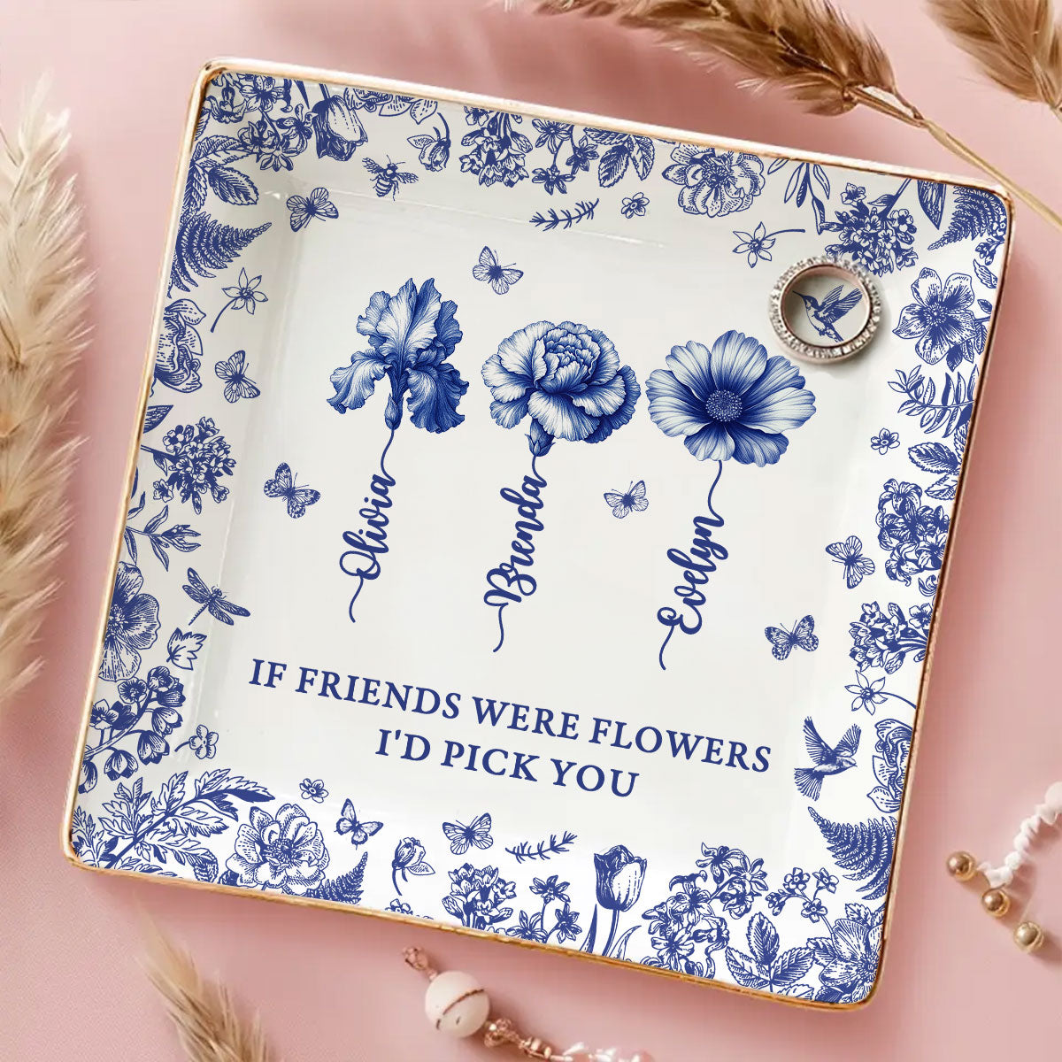 I Would Pick You Toile - Personalized Custom Jewelry Dish