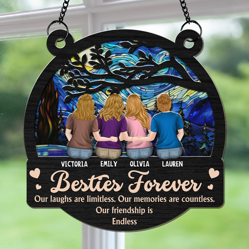 Bestie Love Never Ends - Personalized Custom Suncatcher