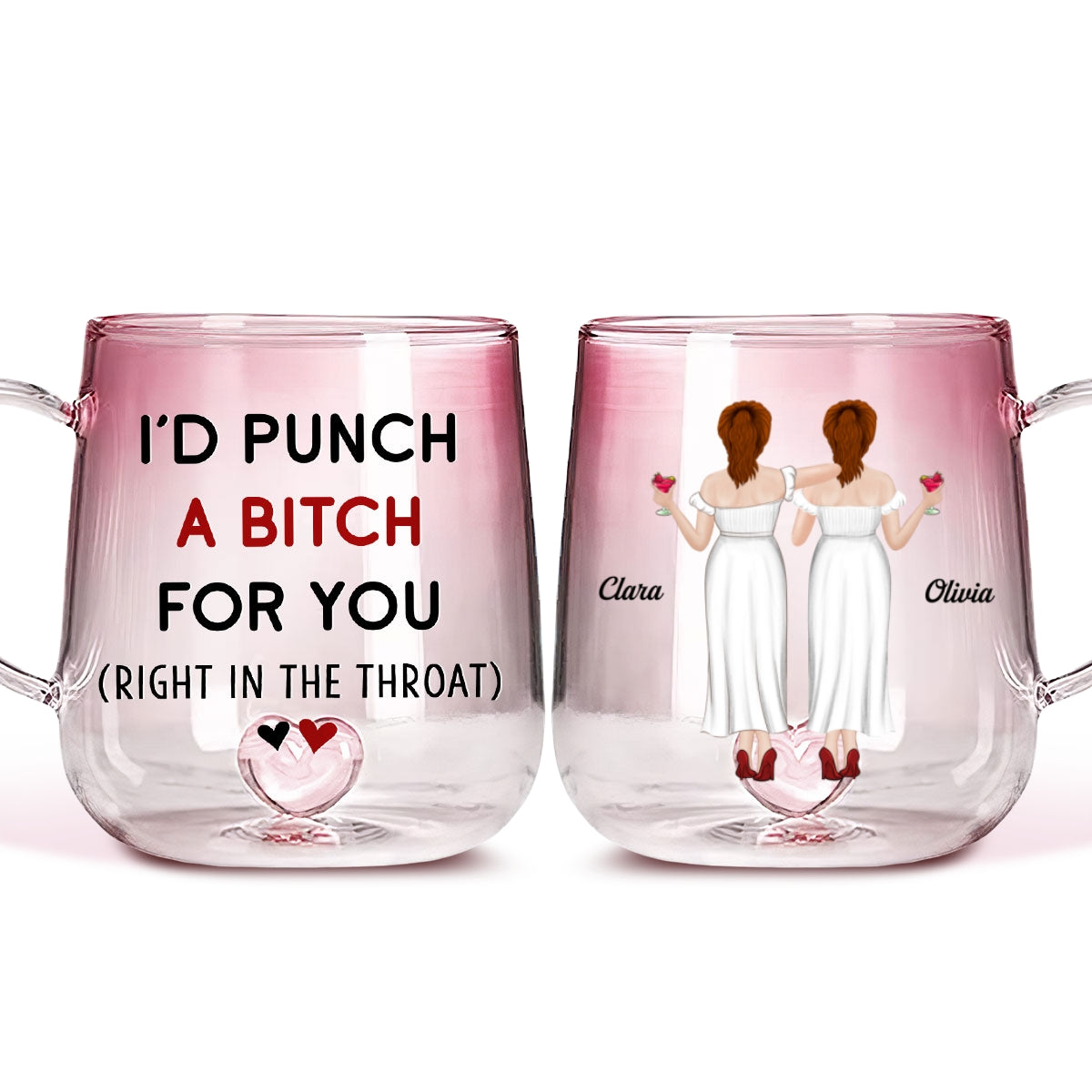 Punch For You - Personalized Custom Pink Gradient Glass Mug