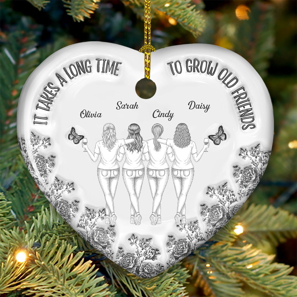 Old Friends Grow Together - Personalized Custom 3D Inflated Effect Ceramic Ornament